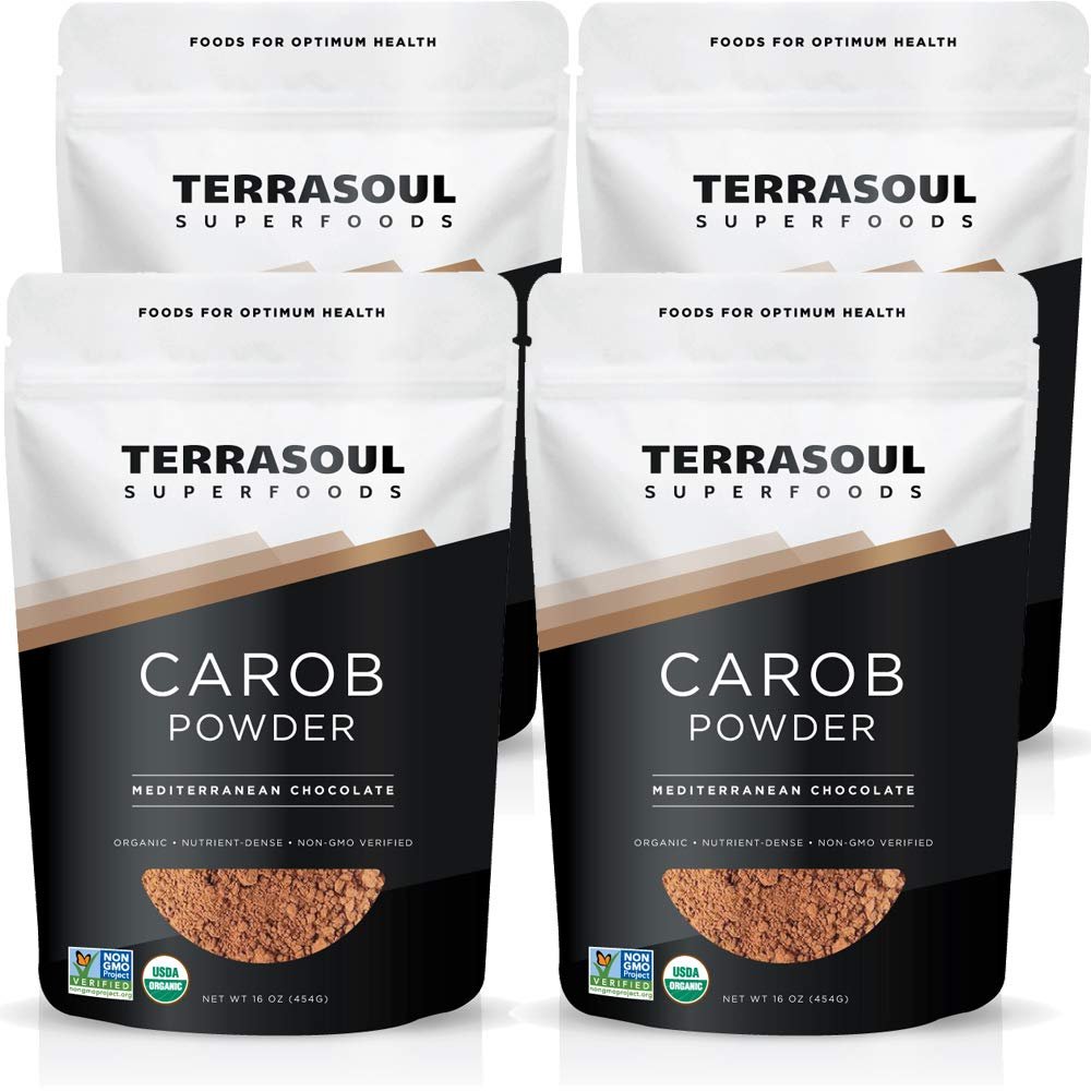 Terrasoul Superfoods Organic Carob Powder, 4 Lbs (4 Pack) - Cocoa Powder Alternative | High in Fiber