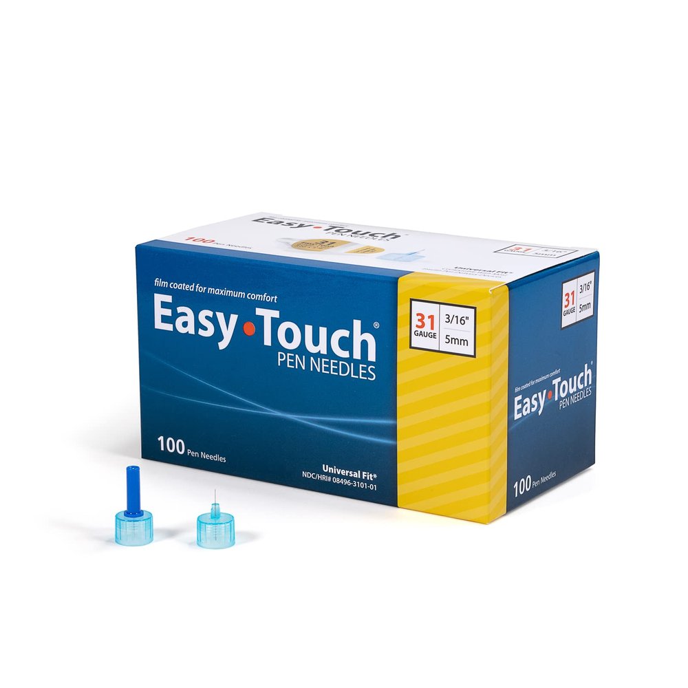 Easy Touch Insulin Pen Needles- 31G, 3/16-Inch (5mm), Box of 100