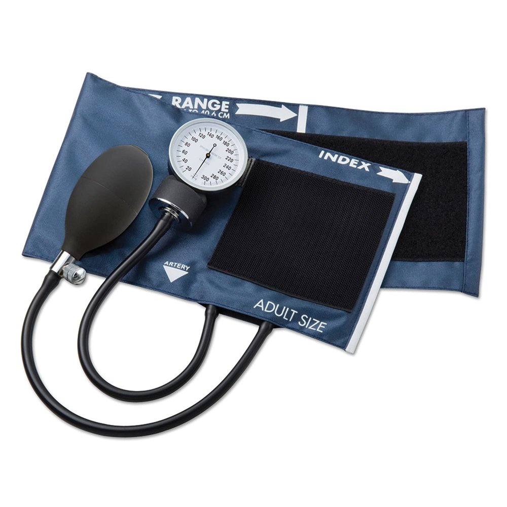 ADC Adult Cuff Arm Aneroid Sphygmomanometer Unit 2-Tubes Blue 1 Each