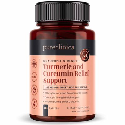 1100mg Turmeric and Curcumin x 180 Tablets - 6 Months Supply - w/95% Curcumin & 5mg Black Pepper Extract