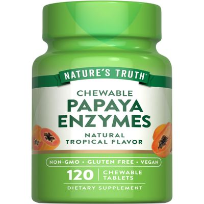 Nature's Truth Papaya Enzyme Chewable Tablets | 120 Count | Vegan, Non-GMO & Gluten Free Supplement for Digestion | Natural Tropical Flavor