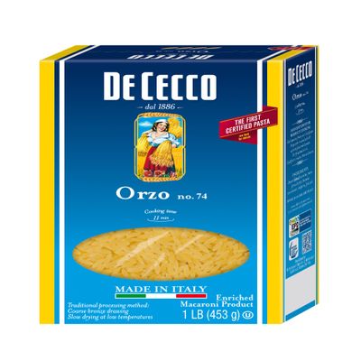 De Cecco Semolina Pasta, Orzo No.74, 1 Pound
