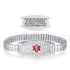 Divoti Olive Stretch Medical Alert Bracelet  Custom Engraved Stainless Steel ID Tag  Hypoallergenic, No Clasp, Slip-On Style  Fits 6.57.5" Wrists  Stylish & Comfortable - SS/Transparent Red view 1