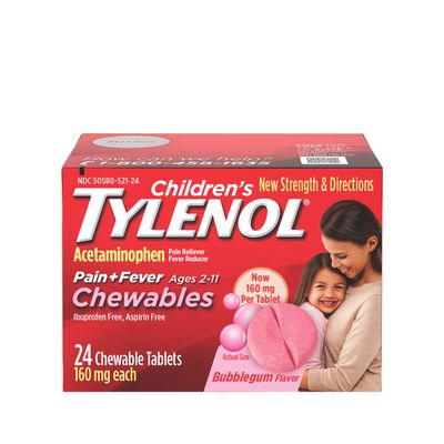 Children's Tylenol Chewables, Acetaminophen for Pain & Fever Relief, Bubble Gum, 24 ct