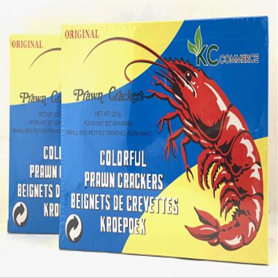 KC Commerce Uncooked Prawn Crackers, Crispy and Delicious Shrimp Chips for Party Appetizers and Snacks, Cook and Serve, Multi Color (8oz Pack of 2)