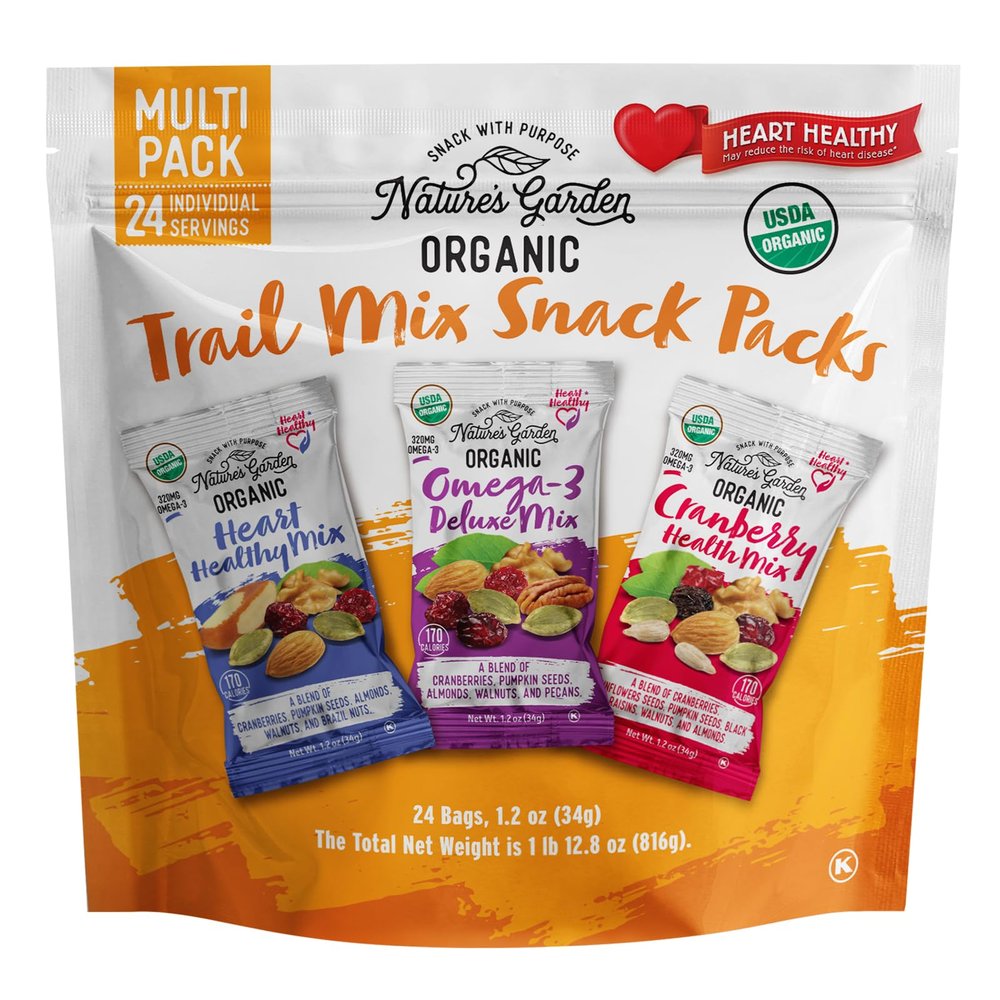 Nature's Garden Organic Trail Mix Snack, Multi Pack 1.2 oz - Pack of 24 (Total 28.8 oz)