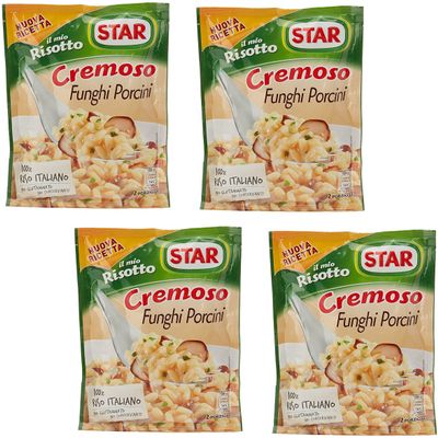 Star: "Risotto Cremoso Funghi Porcini" Rice with Porcini Mushrooms 6.1 Ounce (175gr) Package * Pack of 4 [ Italian Import ]