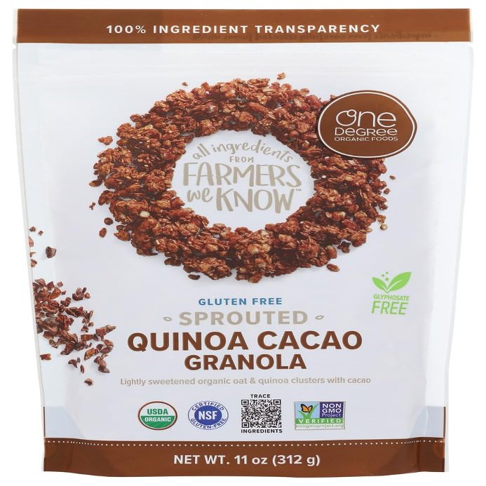 One Degree Sprouted Oat Granola, Quinoa Cacao, 11-Ounce (Pack of 2)