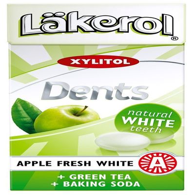 24 Boxes x 36g of Lkerol Dents Apple - Natural White Teeth - Original - Swedish - Sugar Free - Xylitol - Pastilles - Lozenges - Dragees - Drops - Candies - Sweets