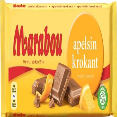 10 Bars x 200g of Marabou Apelsin Krokant - Original - Swedish - Milk Chocolate