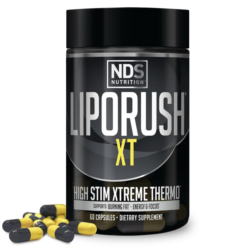 LIPORUSH NDS Nutrition XT - Super Concentrated Thermogenic with L-Carnitine & Teacrine for Shredding Fat - Supports Maximum Energy, Focus, Calorie Burning, Diuretic, Appetite Control (60 Capsules)