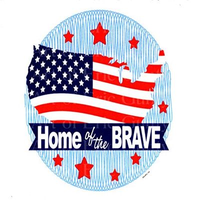 1/4 Sheet - Home of the Brave 4th of July - Edible Cake/Cupcake Party Topper - D22231