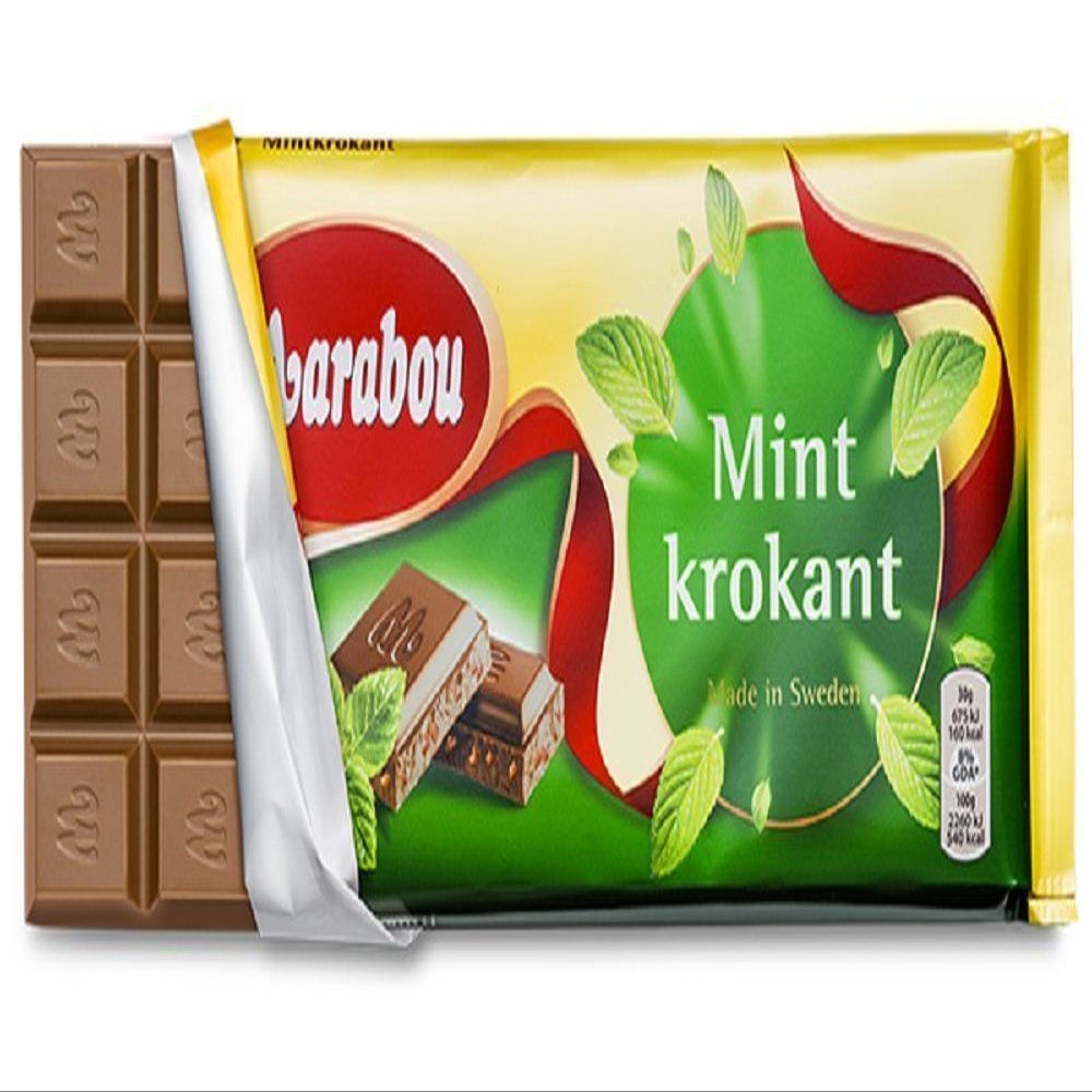 10 Bars x 200g of Marabou Mint Krokant - Original - Swedish - Milk Chocolate