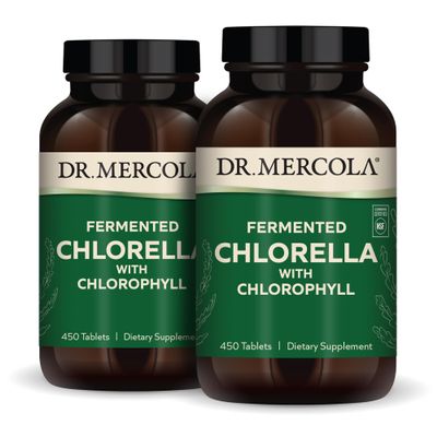 Dr. Mercola Fermented Chlorella with Chlorophyll, 90 Servings (450 Tablets), 2 Bottles, Dietary Supplement, Supports Immune and Organ Health, Non GMO, NSF Certified