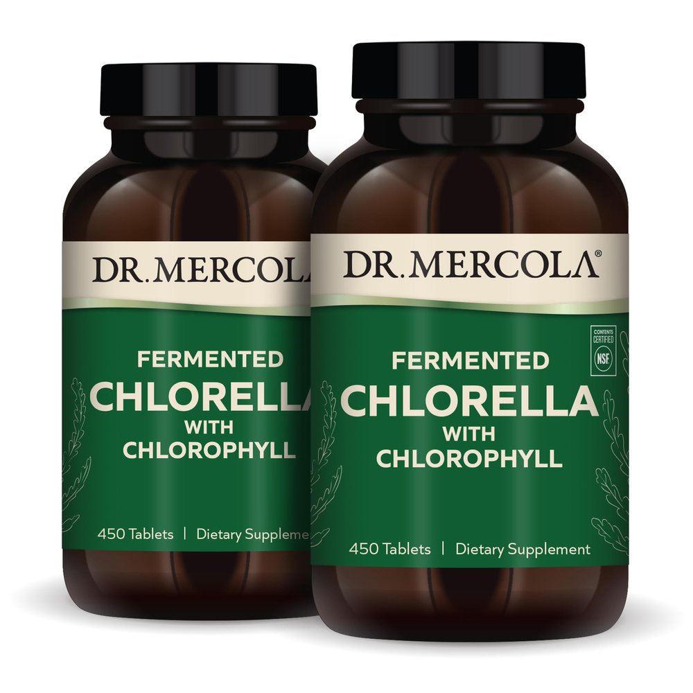 Dr. Mercola Fermented Chlorella with Chlorophyll, 90 Servings (450 Tablets), 2 Bottles, Dietary Supplement, Supports Immune and Organ Health, Non GMO, NSF Certified