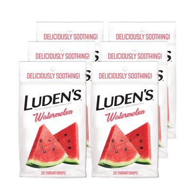 Luden's Watermelon Cough Throat Drops, Pectin Lozenge/Oral Demulcent, 25-Count per Pack (6-Pack)