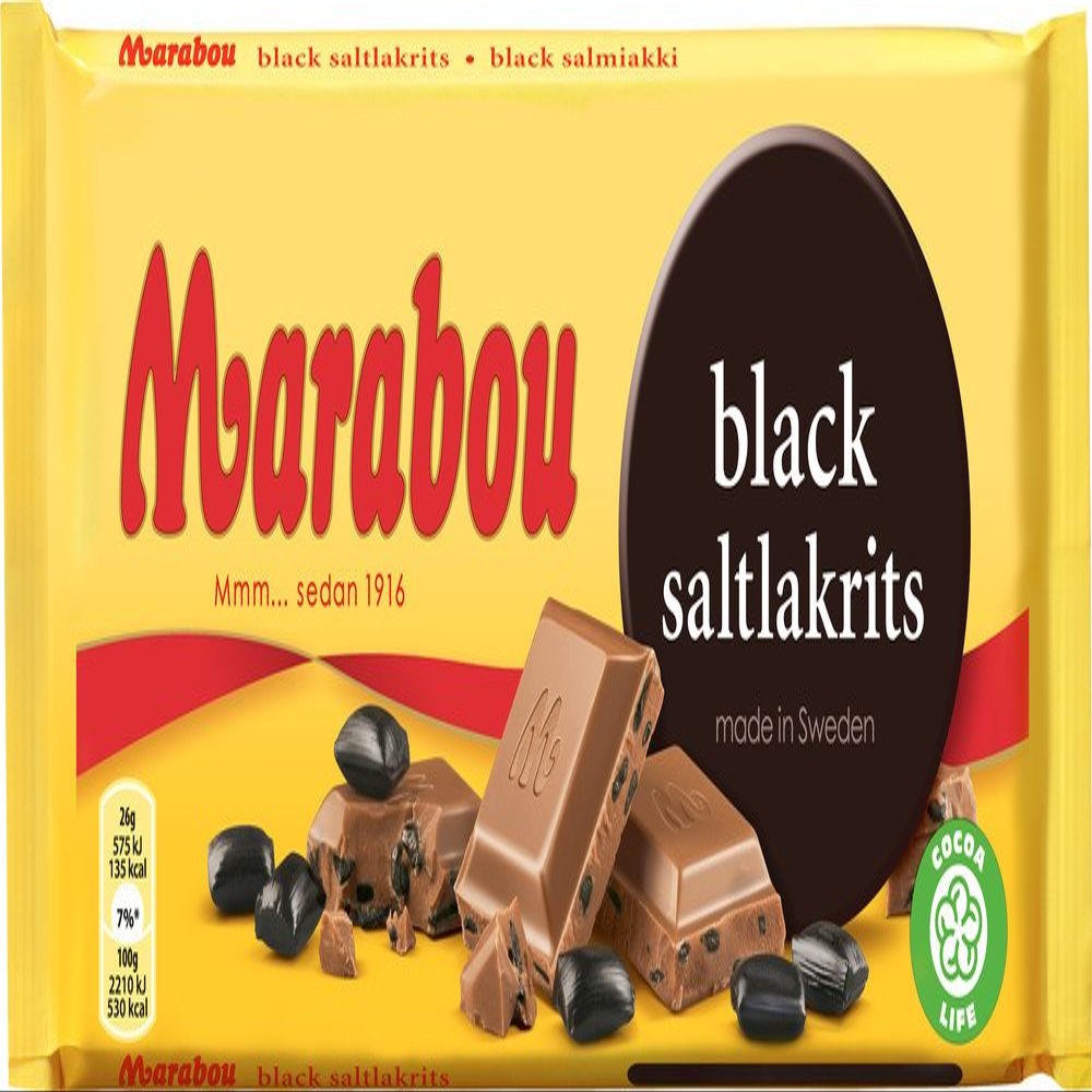 10 Bars x 180g of Marabou Black Saltlakrits - Salty Licorice - Original - Swedish - Milk Chocolate