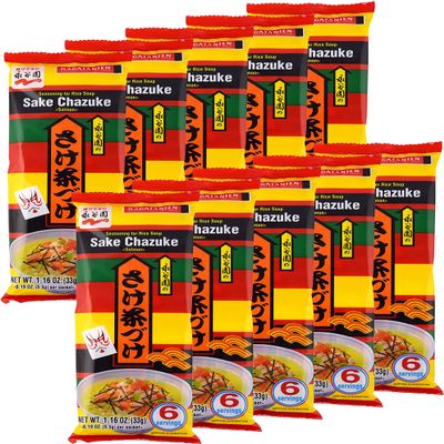 Nagatanien Sake Chazuke 6pcs Salmon Flavor 1.16oz (10 Pack)