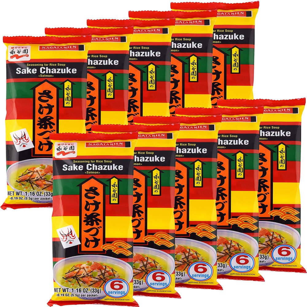 Nagatanien Sake Chazuke 6pcs Salmon Flavor 1.16oz (10 Pack)