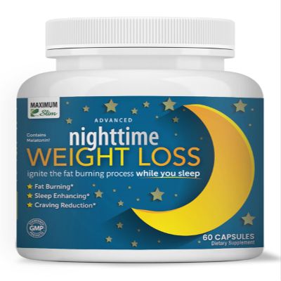 Maximum Slim Nighttime Weight Support  Gentle Fat Burning & Sleep Aid  African Mango, Resveratrol & Green Tea  Non-GMO, Vegan, 60 Capsules