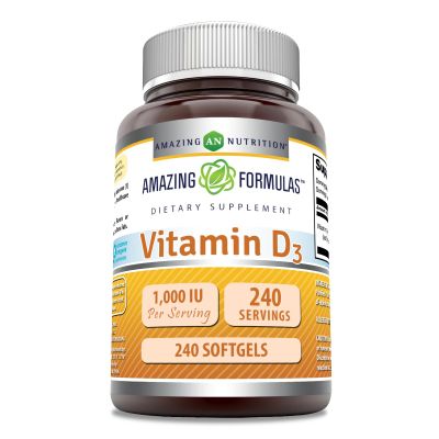 Amazing Formulas Vitamin D3 Supplement | 1000 IU | 240 Softgels | Non-GMO | Gluten Free | Made in USA