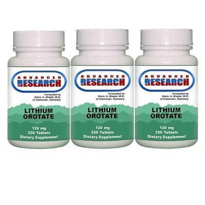 NCI Advanced Research Dr. Hans Nieper Lithium Orotate Tablets, 120 mg, 3Pack (200 Count Each)