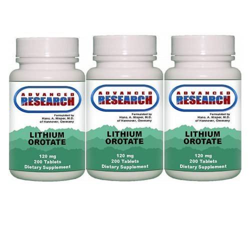 NCI Advanced Research Dr. Hans Nieper Lithium Orotate Tablets, 120 mg, 3Pack (200 Count Each)