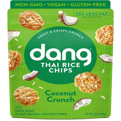 DANG Sticky Rice Chips | Coconut Crunch | 12 Pack | Vegan, Gluten Free, Non Gmo Rice Crisps, Healthy Snacks Made With Whole Foods | 3.5 Oz Bags