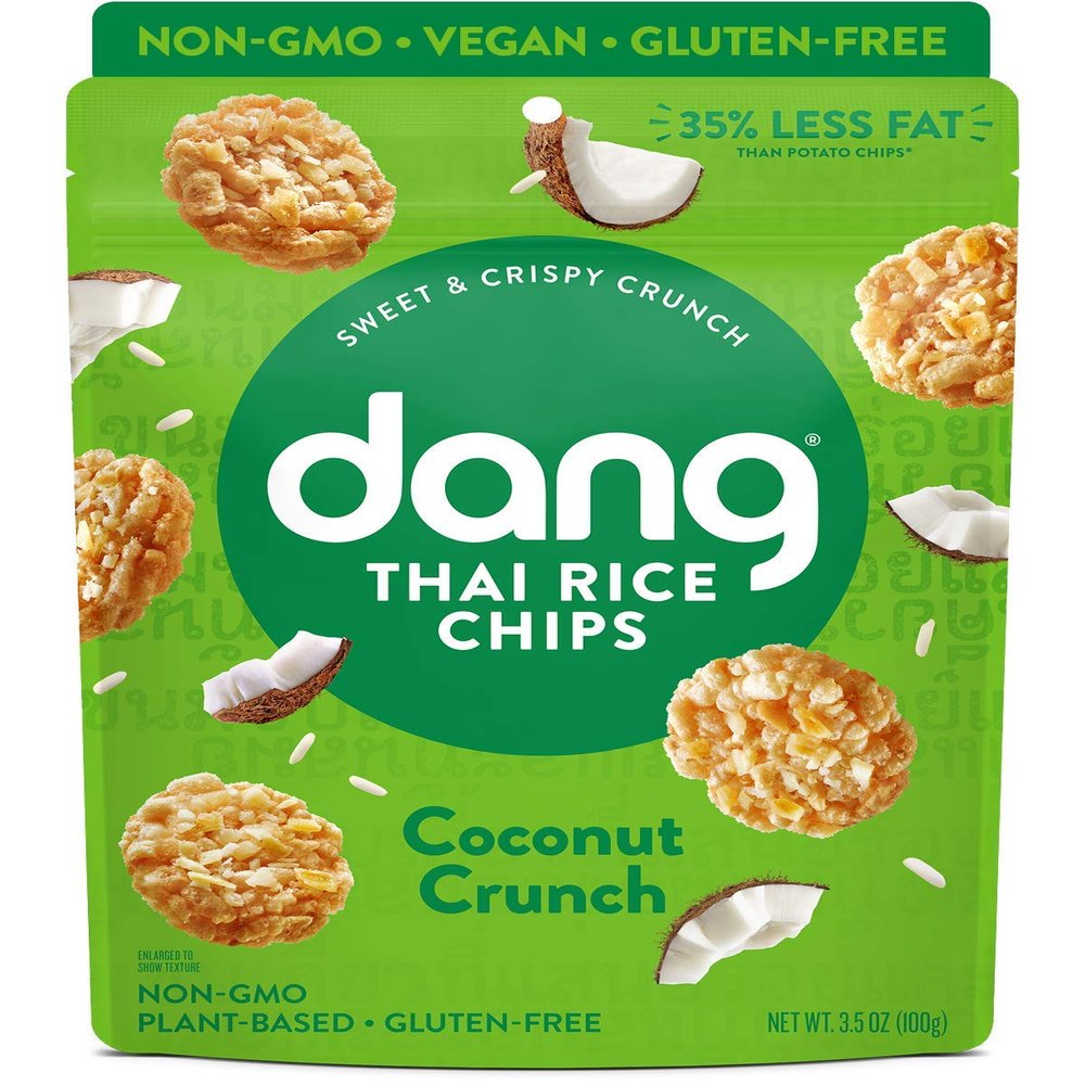 DANG Sticky Rice Chips | Coconut Crunch | 12 Pack | Vegan, Gluten Free, Non Gmo Rice Crisps, Healthy Snacks Made With Whole Foods | 3.5 Oz Bags