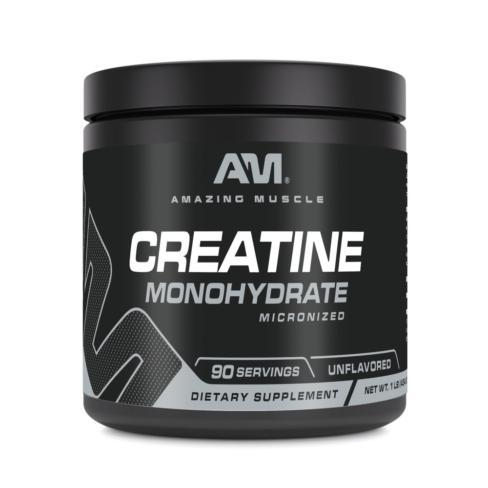 Amazing Muscle Micronized Creatine Monohydrate | 90 Servings | 5000 Mg per Serving | 1 Lb (454 Grams) | Ideal Pre & Post Workout Supplement | Unflavored (1 Pack, 1 Lb | Unflavored)