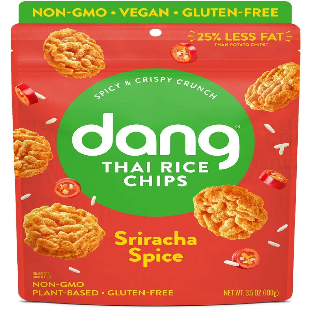 DANG Sticky Rice Chips | Sriracha Spice | 12 Pack | Vegan, Gluten Free, Non Gmo Rice Crisps, Healthy Snacks Made With Whole Foods | 3.5 Oz Bags