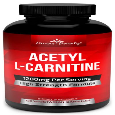 Divine Bounty Acetyl L-Carnitine Capsules 1200mg Per Serving - L Carnitine Supplement 120 Vegetarian Capsules