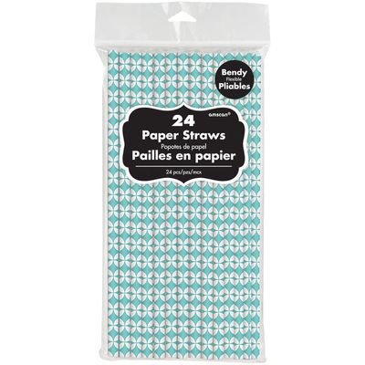 Amscan Tableware Diamond Straws, 7 3/4" x 1/4", robins egg blue