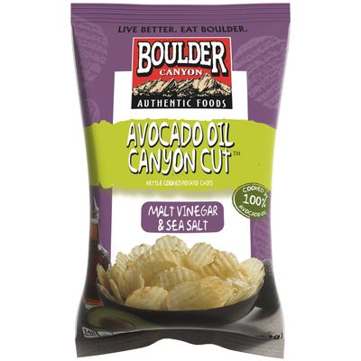 Boulder Canyon Authentic Foods Kettle Cooked Potato Chips, Avocado Oil Canyon Cut Malt, Vinegar & Sea Salt, 5.25 Ounce
