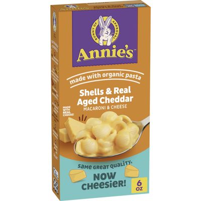 Annie's Homegrown Shells & Real Aged Cheddar Macaroni & Cheese Box, 6 oz