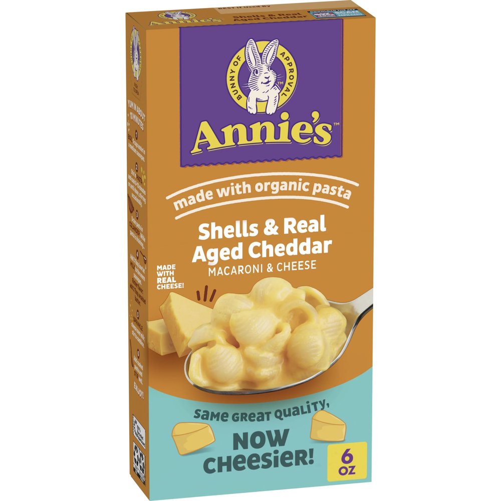 Annie's Homegrown Shells & Real Aged Cheddar Macaroni & Cheese Box, 6 oz