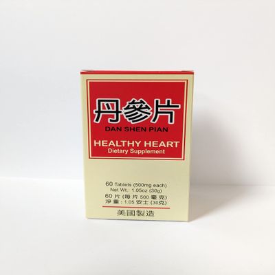 Lao Wei Healthy Heart - Dan Shen Pian Herbal Supplement 60 Tablets 500mg/each Made in USA