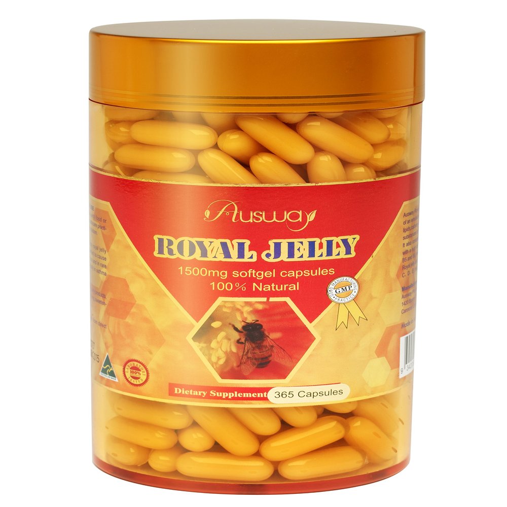 Ausway 100% Natural Royal Jelly 1500mg Soft gel 365 Capsules, GMP. Made in Australia