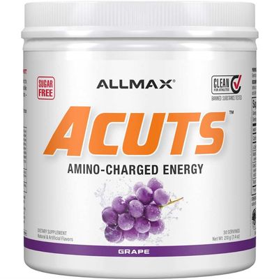 AllMax Nutrition AMINOCUTS (ACUTS), Amino-Charged Energy Drink with Taurine, L-Carnitine, Green Coffee Bean Extract, Grape Escape, 30 Servings - Grape
