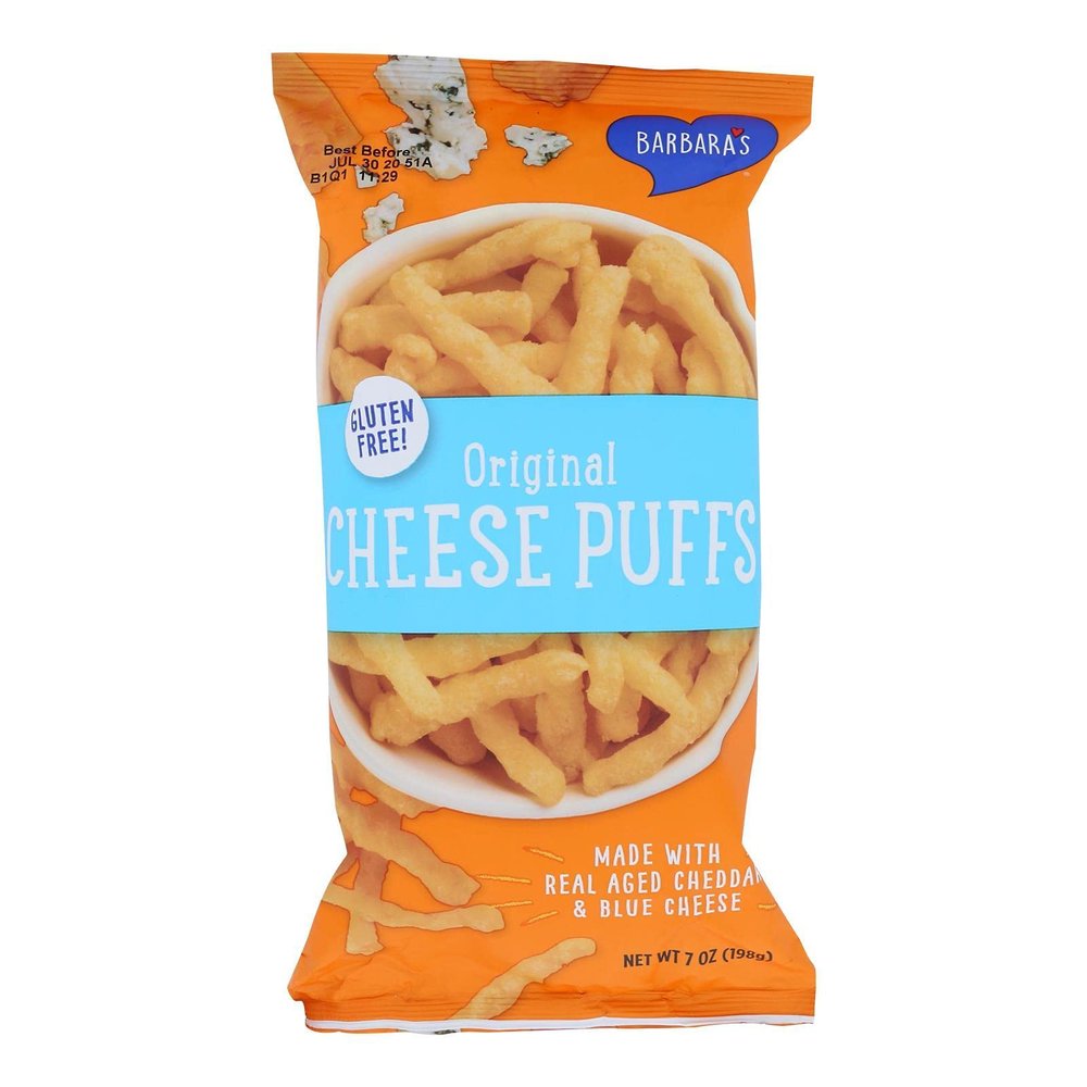 Barbaras Bakery Baked Cheese Puffs - Original - Made with Non GMO Corn - Case of 12-7 oz.