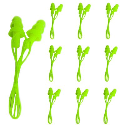FZBNSRKO 20 Pcs (10 Pairs) Silicone Swim Earplugs Gel Soft Flanged Aqua Block Earplug Corded String Ear Plugs for Swimming,Yellow