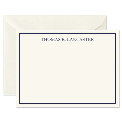 14 & Orange Ecru and Marine Personalized Flat Note Cards  4 inches x 5 inches, Elegant Heavyweight Stock, Matching Envelopes, (Set of 10)