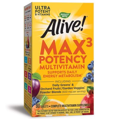 Nature's Way Alive! Max Potency Daily Multivitamin Tablets, Natural, 90 Count
