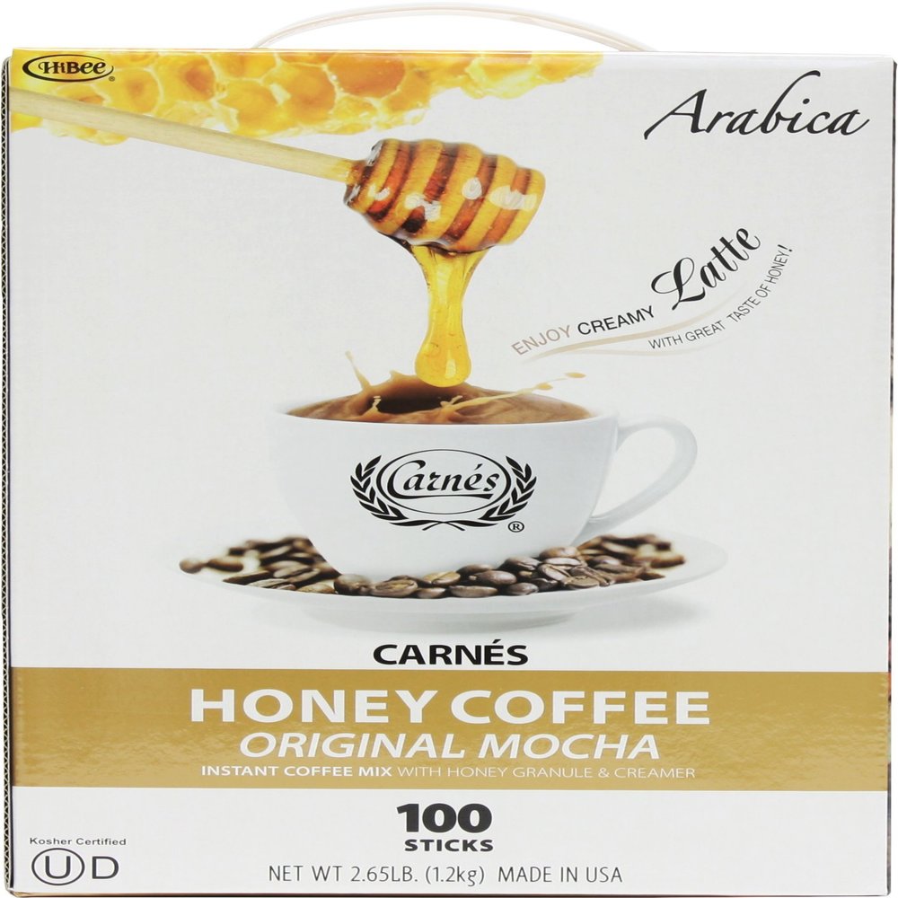 CARNES Premium Instant Coffee Mix with Honey Powder (Original Mocha, 100 Count)