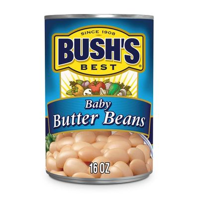 BUSH'S BEST Canned Baby Butter Beans, Source of Plant Based Protein and Fiber, Low Fat, Gluten Free, 15.5 oz