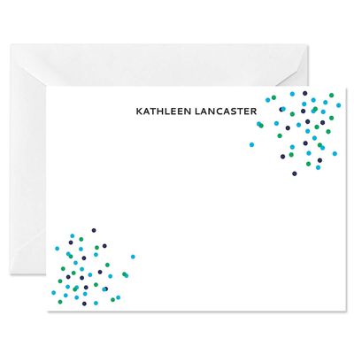 14 & Orange Ecru Modern Type Personalized Flat Note Cards  4 inches x 5 inches, Elegant Heavyweight Stock, Matching Envelopes, (Set of 10)