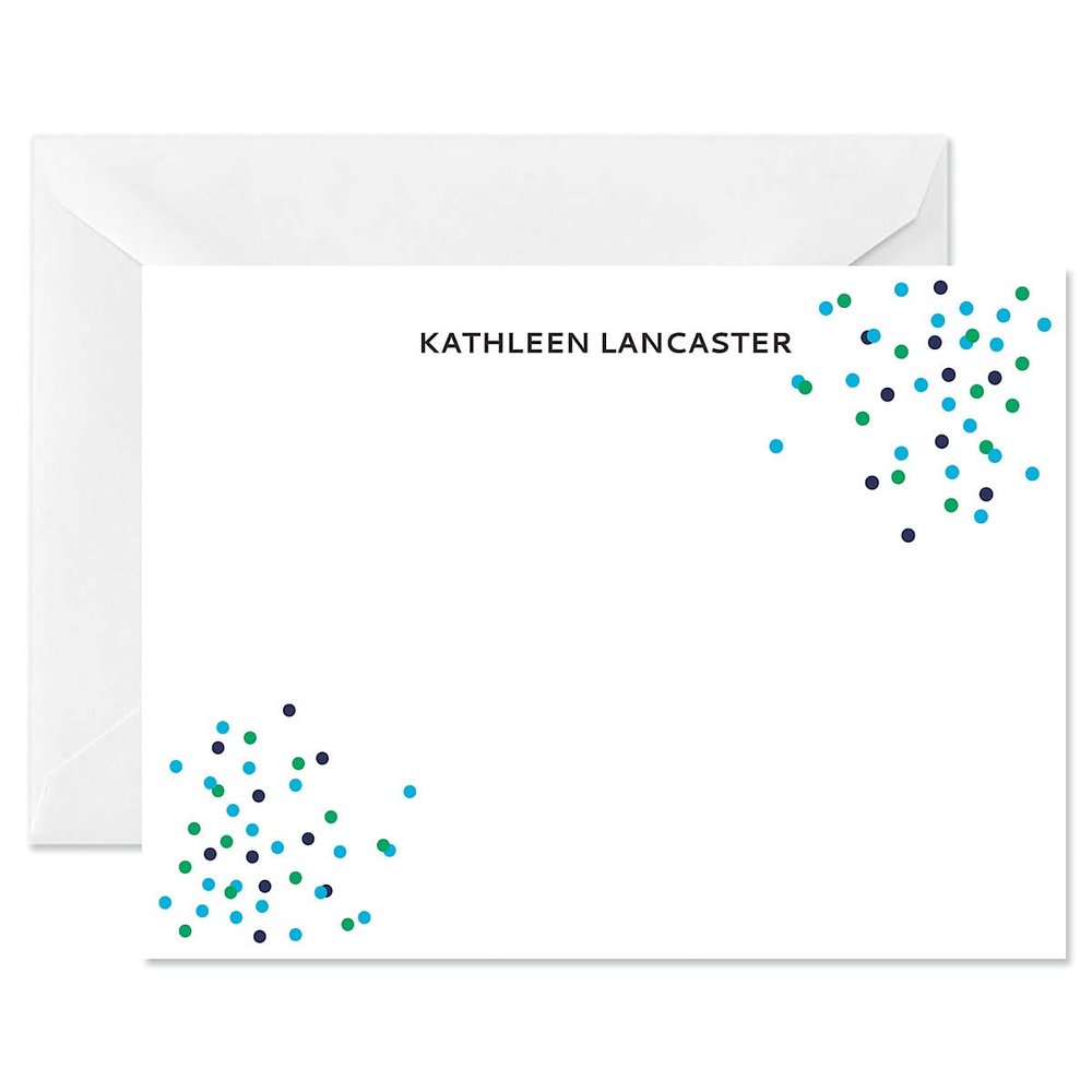 14 & Orange Ecru Modern Type Personalized Flat Note Cards  4 inches x 5 inches, Elegant Heavyweight Stock, Matching Envelopes, (Set of 10)