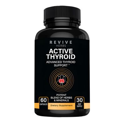 Revive Herbs Thyroid Support: Powerful Blend of Ashwagandha, Iodine, Selenium, Magnesium, Zinc, Vitamin B12 & More for Optimal Health - 60 Capsules