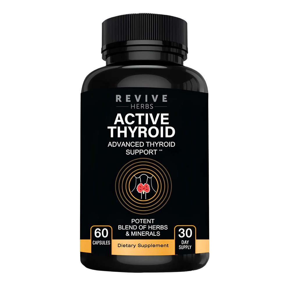 Revive Herbs Thyroid Support: Powerful Blend of Ashwagandha, Iodine, Selenium, Magnesium, Zinc, Vitamin B12 & More for Optimal Health - 60 Capsules