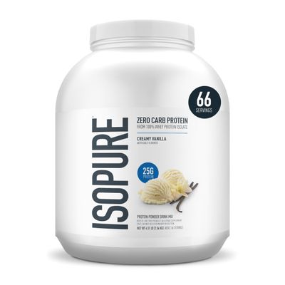 Isopure Zero Carb 100% Pure Whey Isolate Protein Powder, Gluten Free, With Vitamins, Creamy Vanilla, 25g Protein Per Serving, 4.5 Lbs, 66 Servings (Packaging May Vary)